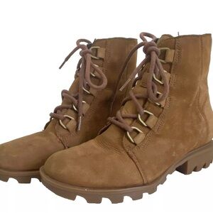 Sorel Phoenix Short Lace Boot Women Size 7.5 Waterproof Camel Caramel Tan